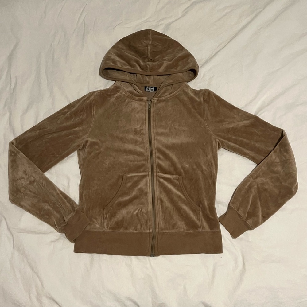Light brown mocha vintage velour track jacket